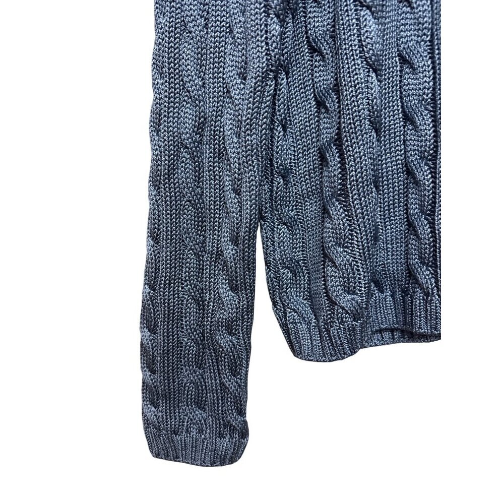 Ralph Lauren Collection Women's Sweater 100% Silk Cableknit Purple Label Blue XL - Picture 4 of 11